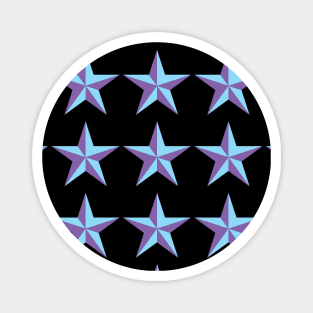 Purple and Blue Stars Pattern - on Black Magnet